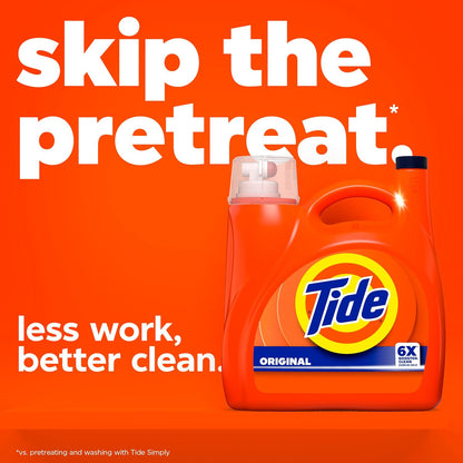 Tide Original Scent Liquid Laundry Detergent 158 fl oz – Family-Safe Laundry Soap for Nursery and Playroom Wash Loads, 126 Loads