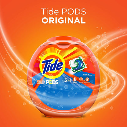 Tide PODS 112 Count HE Compatible Detergent for Busy Family Bathrooms – Child-Safe Twist Snap Lid
