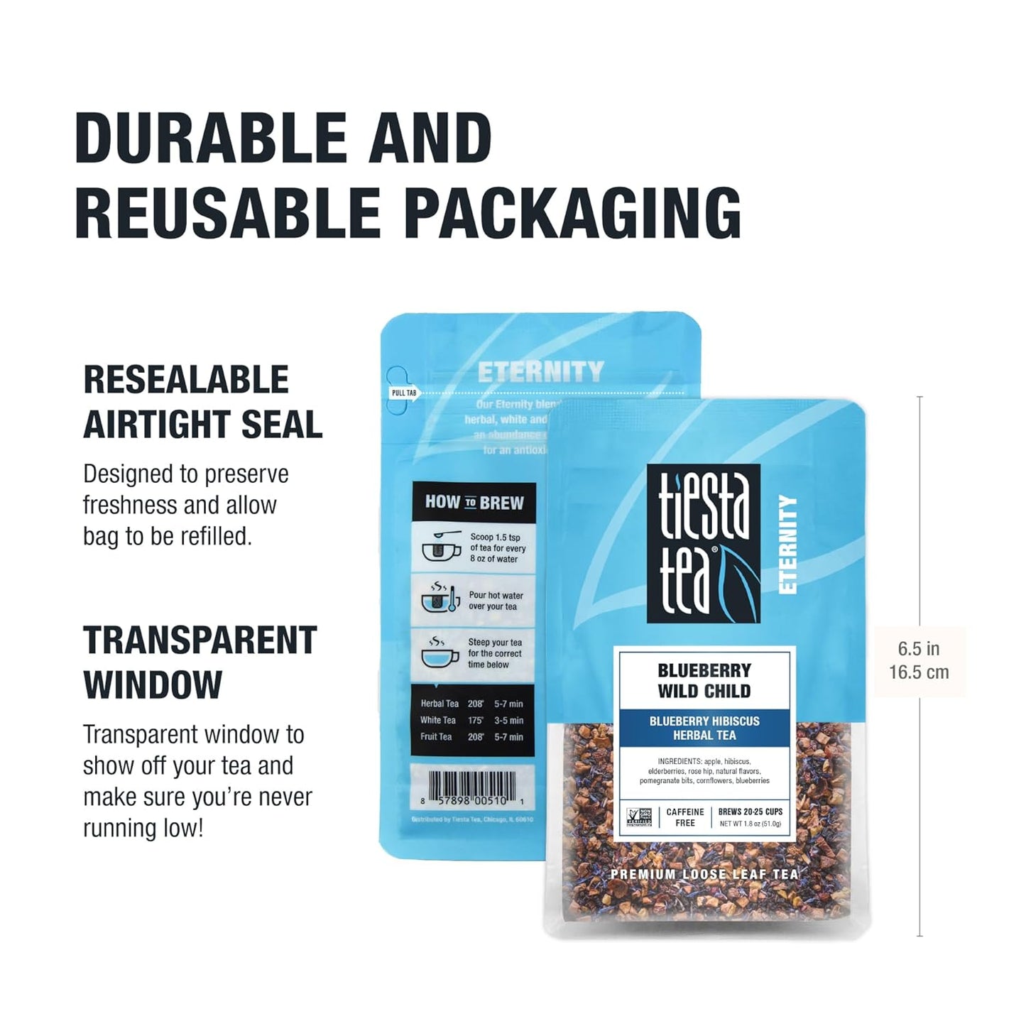 Tiesta Tea Blueberry Wild Child Loose Leaf – Travel-Friendly Iced Tea for Picnics, Camping Trips, and Backyard Lounging, 25-Cup Pouch
