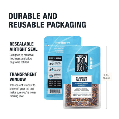 Tiesta Tea Blueberry Wild Child Loose Leaf – Travel-Friendly Iced Tea for Picnics, Camping Trips, and Backyard Lounging, 25-Cup Pouch