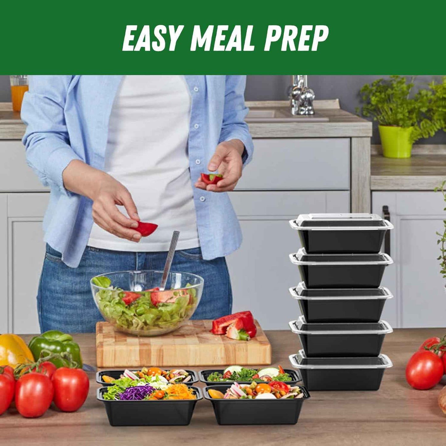 Dealusy 50 Pack 24 oz Plastic Meal Prep Bowls – Portable Food Storage for Picnics, Tailgates, and Outdoor Adventure Lunches