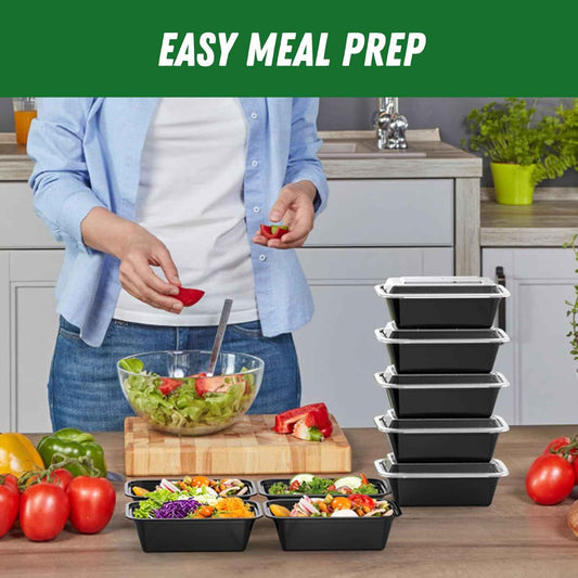 Dealusy 50 Pack 24 oz Plastic Meal Prep Bowls – Portable Food Storage for Picnics, Tailgates, and Outdoor Adventure Lunches