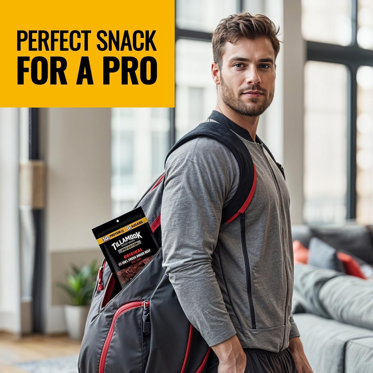 Tillamook Country Smoker PRO Edition Beef Jerky, Original Zero Sugar, 2.14 Oz Portable Protein Pack for Hiking, Camping and Backcountry Trips