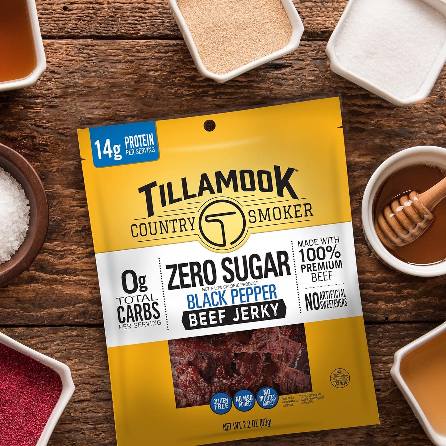 Tillamook Country Smoker Zero Sugar Beef Jerky, Black Pepper, 6.5 Ounce — Mindful Protein for Anti-Inflammatory and Low-Carb Lifestyles