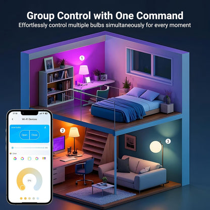 timer, schedule, and one-click group control for multi-bulb routines