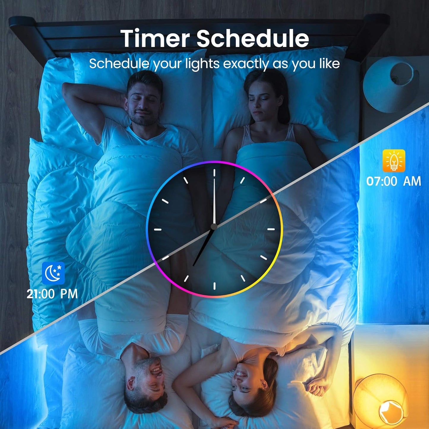 timer, schedule, and weather-based color pattern modes