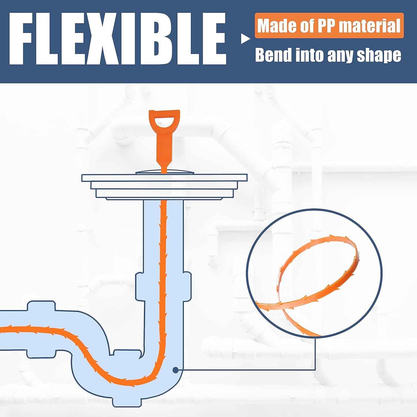 Drain Snake – 25 Inch Bathroom Accessory for Clean and Tidy Sink Spaces