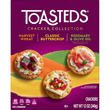 Toasteds Crackers Variety Pack – Lunchbox Snack for Kids Who Want Variety, 12oz Box