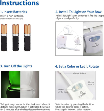 ToiLight Toilet Bowl Night Light – Potty Training Glow Light for Kids Bathroom with Fun Color Rotation