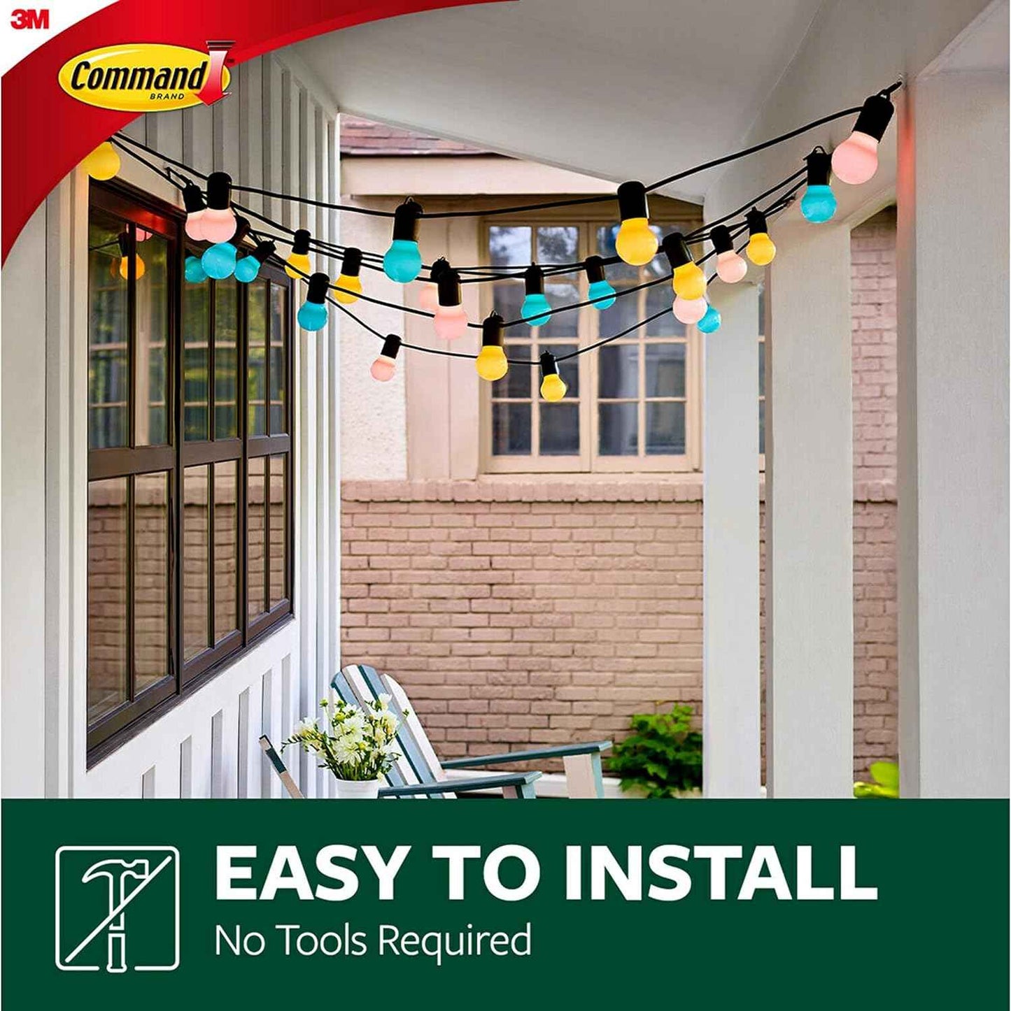 Command Outdoor Light Clips for Backyard Pergola and Patio, UV-Resistant Holiday Light Hangers, Clear