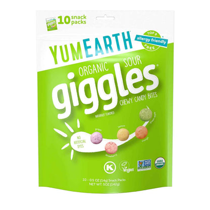 YumEarth Organic Giggles Chewy Candy – Nursery and Playdate Snack for Children, No Artificial Dyes Vegan Candy Pack