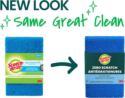 Scotch-Brite Zero Scratch Scouring Pad – Mindful Kitchen Cleaning Essential for Nonstick Pots, Glassware, and Bakeware