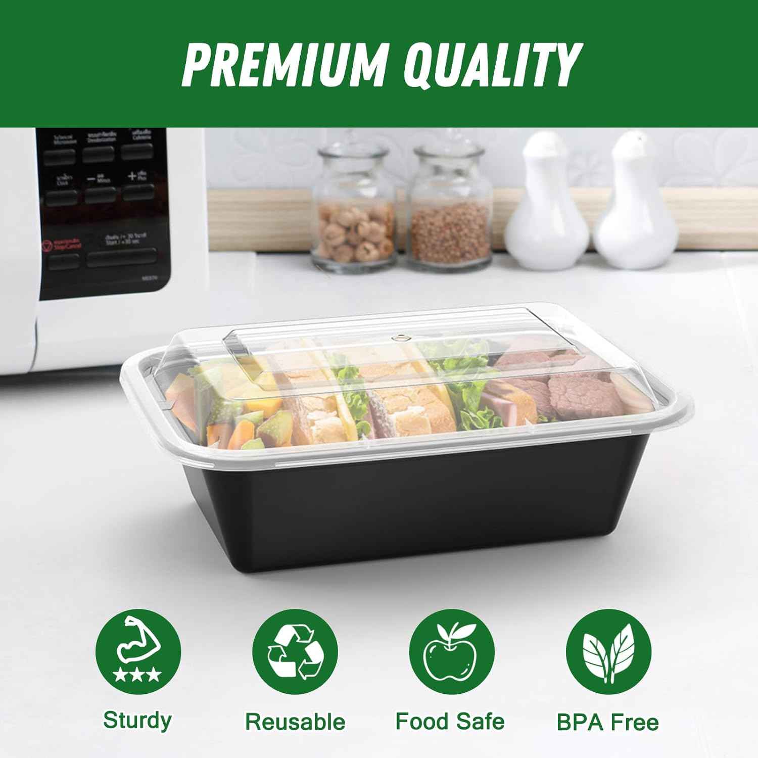 Dealusy 50 Pack 24 oz Plastic Meal Prep Bowls – Portable Food Storage for Picnics, Tailgates, and Outdoor Adventure Lunches