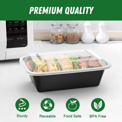 Dealusy 50 Pack 24 oz Plastic Meal Prep Bowls – Portable Food Storage for Picnics, Tailgates, and Outdoor Adventure Lunches