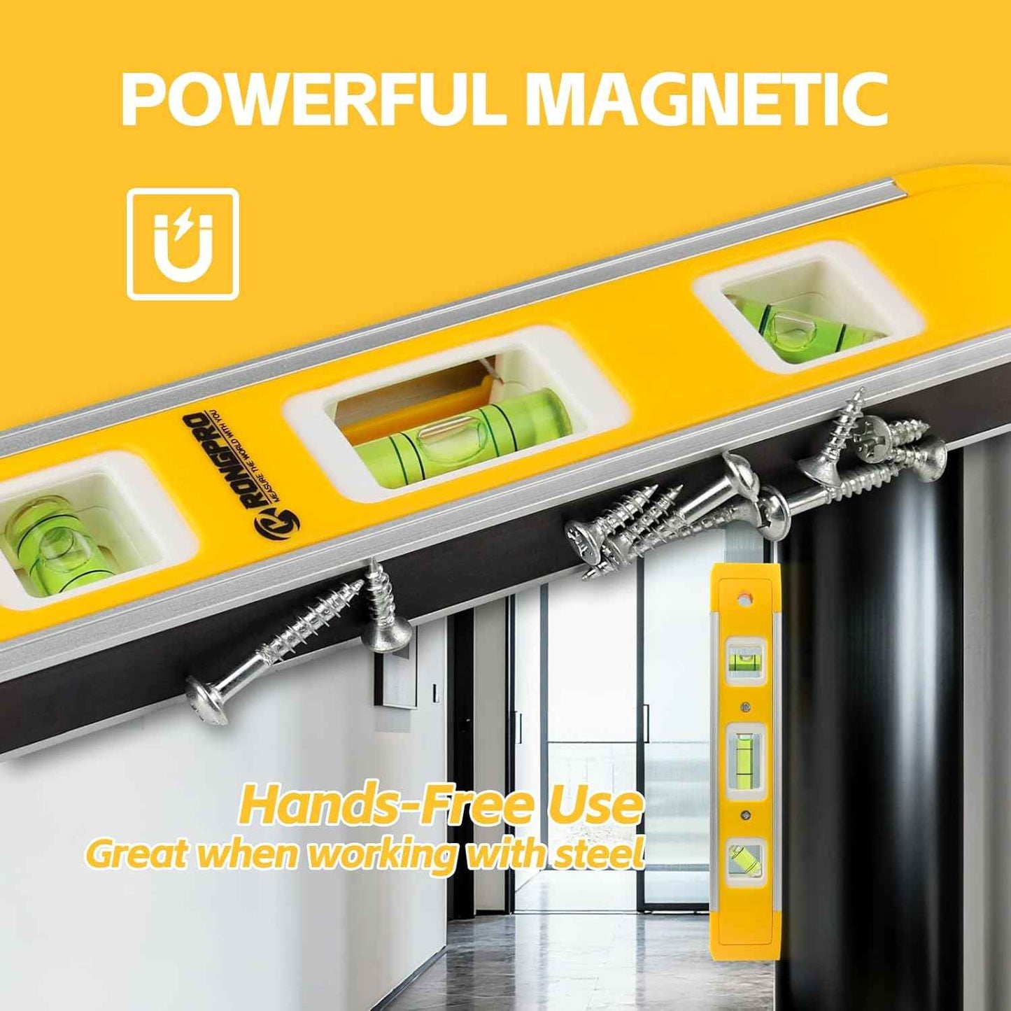 WORKPRO 9 Inch Magnetic Torpedo Level – Align Outdoor Fence Posts, Deck Rails, and Patio Ledger Boards on the Jobsite