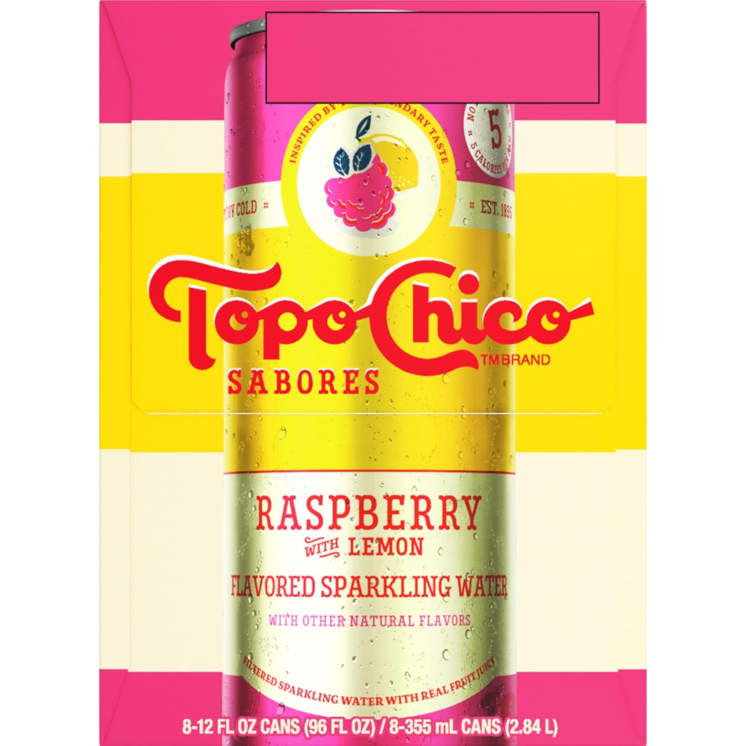 Topo Chico Sabores Raspberry with Lemon – Premium Mineral-Infused Sparkling Water for Elegant Dinner Parties, 12oz 8pk