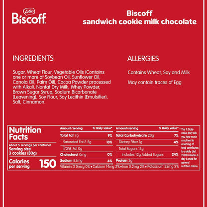 Lotus Biscoff Sandwich Cookies Vanilla – Mindful Afternoon Tea Break Snack, Balanced Sweetness with Warm Cinnamon Spice