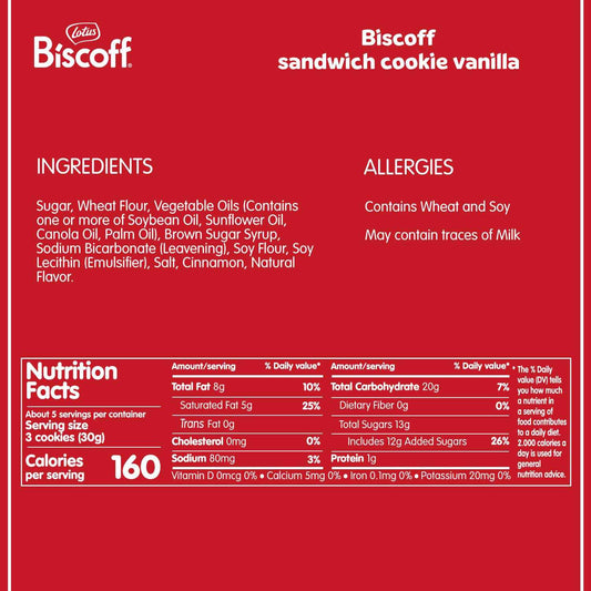 Lotus Biscoff Sandwich Cookies Vanilla – Lunchbox-Friendly Vegan Cookies for School Snacks