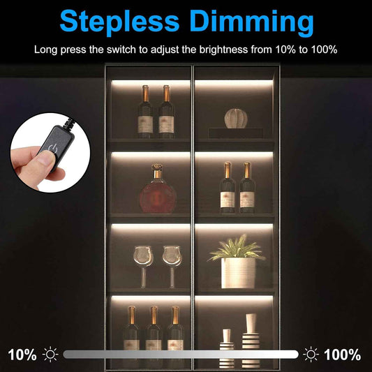 JUSJUBR Bright COB LED Strip Lights for Home Office Bookshelves, Even Task Lighting for Reading and Focus