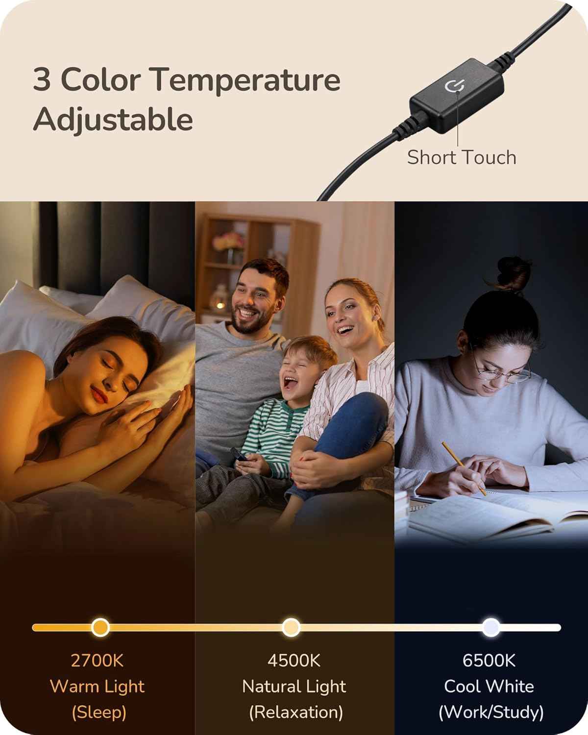 EDISHINE Slim Bedside Lamp – Cozy Living Room Accent with Soft Ambient Glow