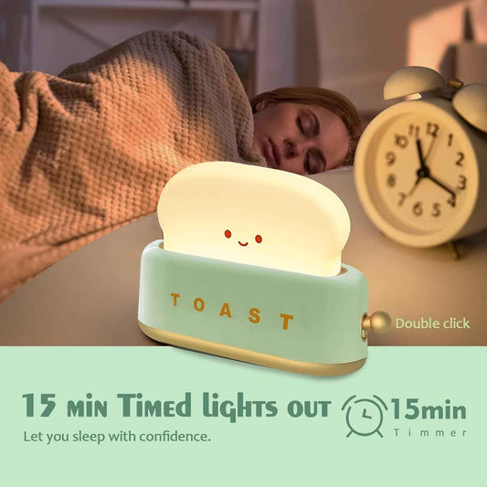QANYI Toaster Table Lamp – Cozy Bedroom Decor Accent, Rechargeable Warm LED for Nightstand and Headboard