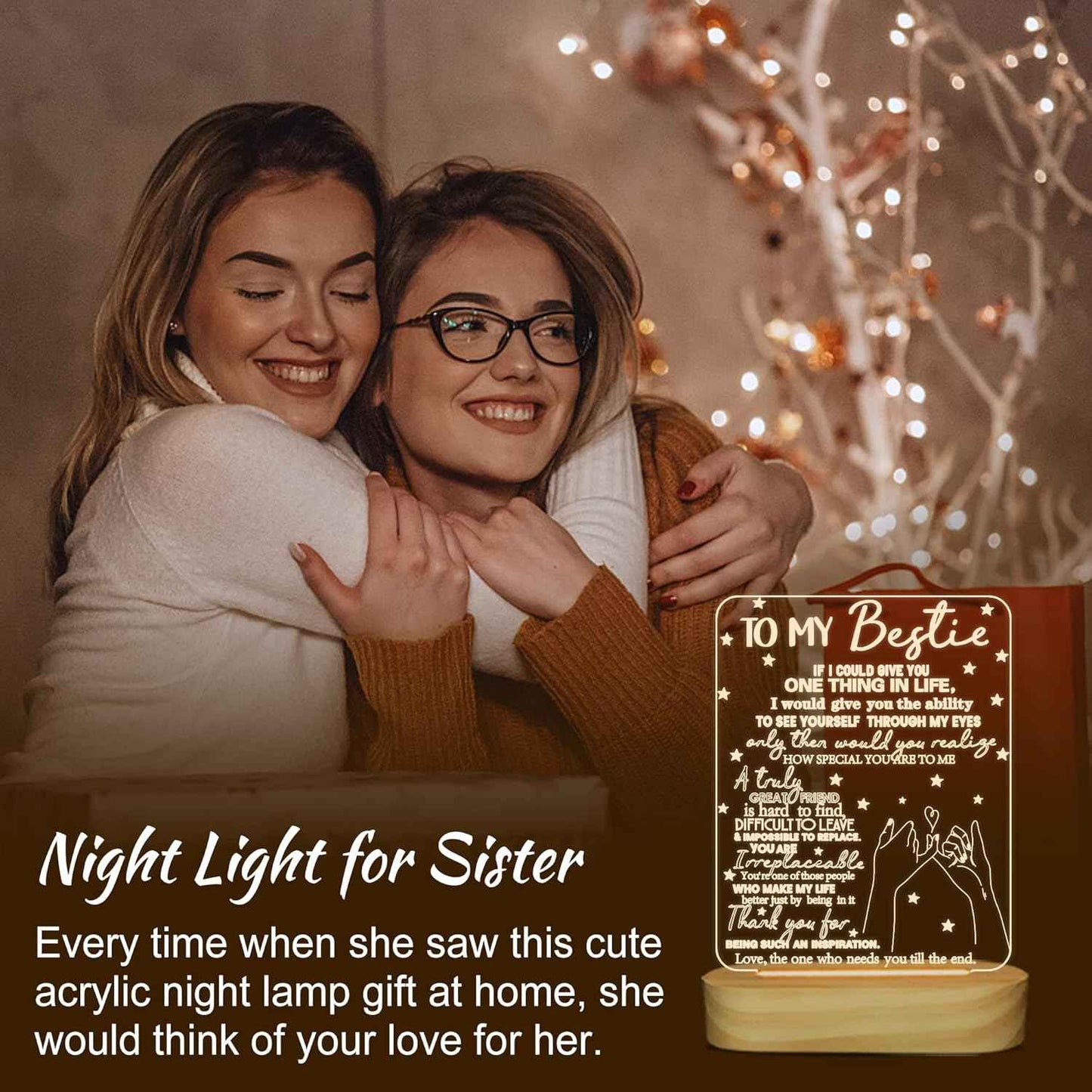 to My Bestie Gifts LED Illusion Lamp – Child-Safe Nursery Night Light, No Heat No Flame Wooden Base Lamp