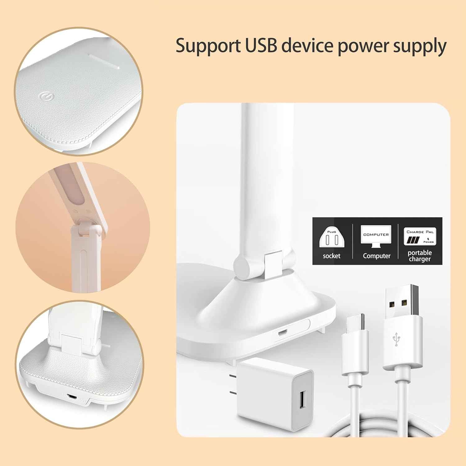 BrightCare Desk Lamp – Home Office Task Light with USB Port, Adjustable LED for Video Calls and Focus