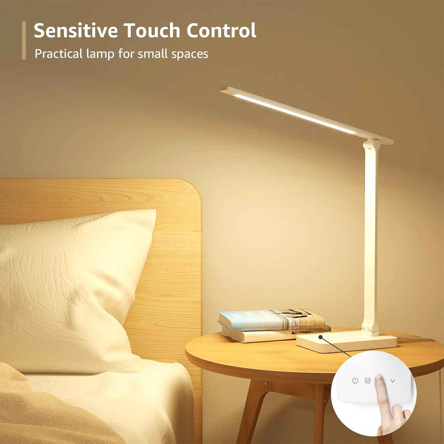 Lepro LED Desk Lamp – Minimalist Home Office Light in White, Clean Foldable Design for Clutter-Free Desks