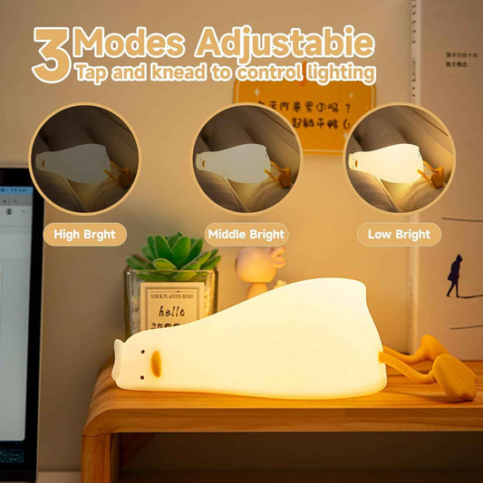 Duck Night Light – Holiday Gift for Women and Mom, Cute Squishy Lamp for Bedroom and Dorm