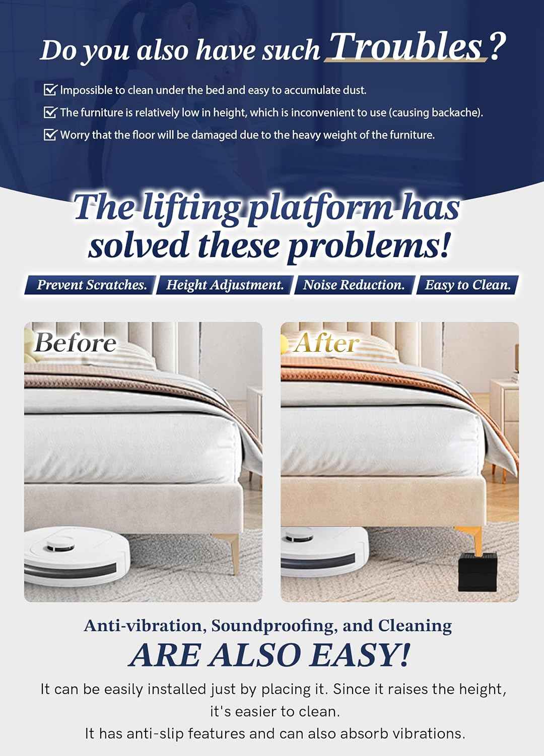 Bed Risers for Tall Desk Users – Ergonomic Lift for Better Posture in Home Office Setup
