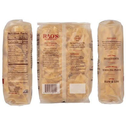 Rao's Homemade Farfalle Pasta, Clean Two-Ingredient Italian Import, for Wholesome Family Meals