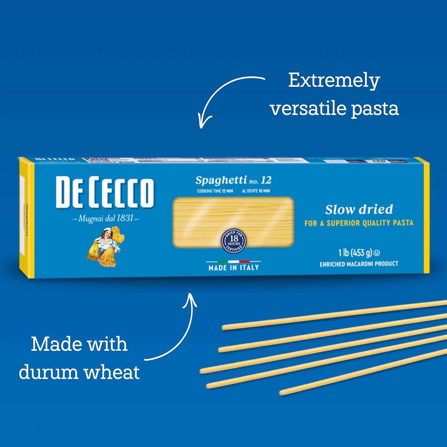 De Cecco Spaghetti No. 12 – Heritage Italian Pasta for Gourmet Entertaining and Curated Pantry Collections, Made in Italy