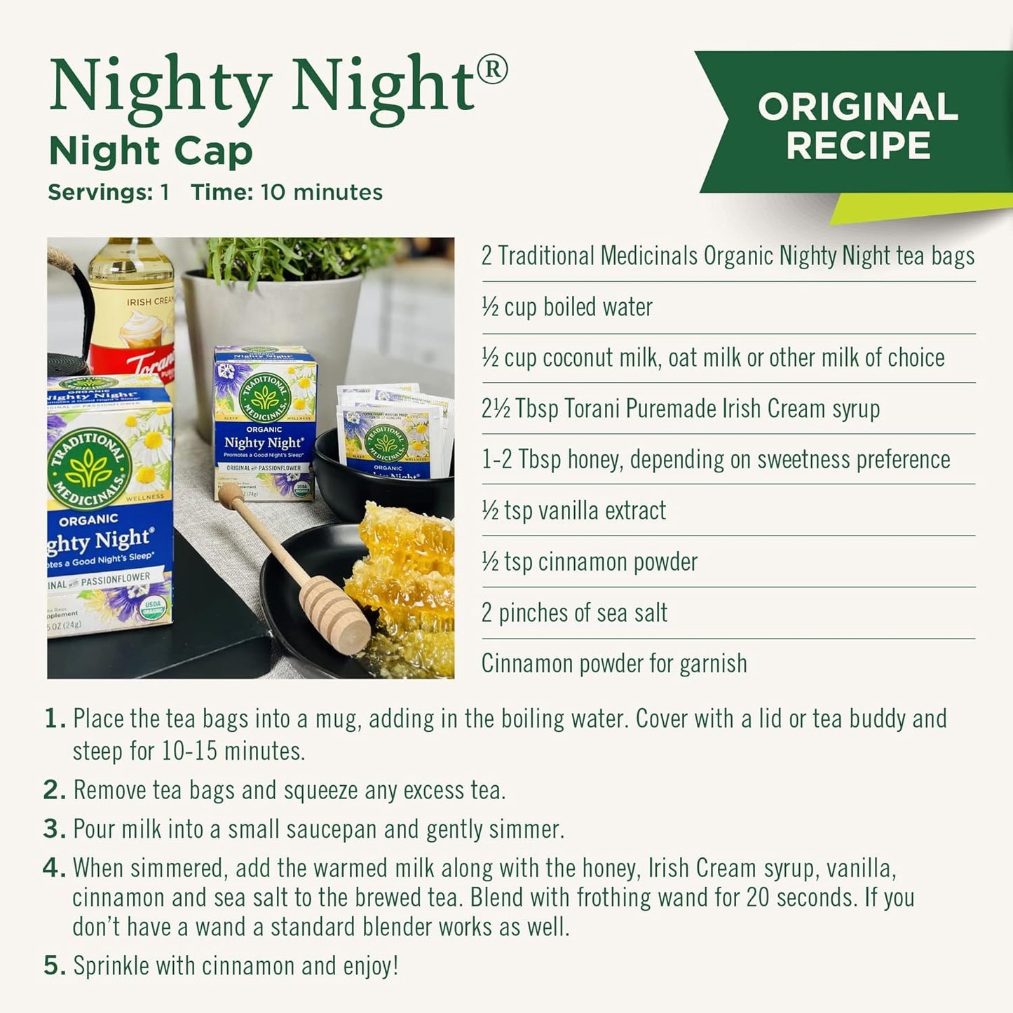 Traditional Medicinals Nighty Night Extra – Simple Organic Sleep Tea for Uncluttered Nightstands, 16 Bags