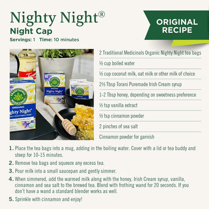 Traditional Medicinals Nighty Night Extra – Simple Organic Sleep Tea for Uncluttered Nightstands, 16 Bags