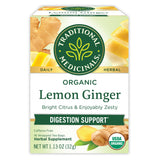 Traditional Medicinals Organic Lemon Ginger Tea – Caffeine-Free Bedtime Herbal Brew for Bloating Relief and Mindful Evenings