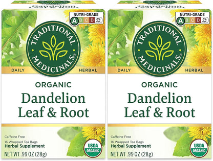Traditional Medicinals Tea, Organic Dandelion Leaf and Root Tea, 16 Bags (Pack of 2)