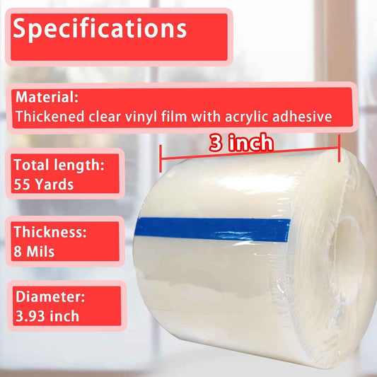 Birllaid Invisible Clear Window Seal Tape – Uncluttered Home Insulation, 3 Inch x 55 Yards Discreet Vinyl Strip