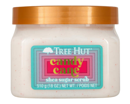 Tree Hut Candy Cane Shea Sugar | Exfoliating Body Scrub Removes Dead, Dry Skin for a Soft &amp;amp; Hydrated Feel | Limited Edition Holiday | Nourishing Essential Body Care | 18 fl oz.