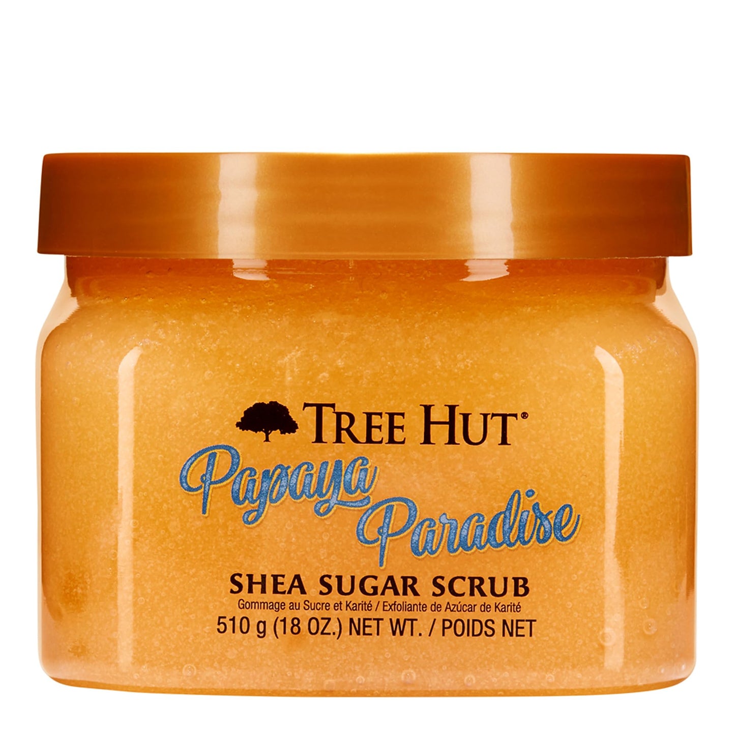 Tree Hut Papaya Paradise Shea Sugar Scrub, Exfoliating, Hydrating &amp;amp; Moisturizing Body Scrub with Shea Butter &amp;amp; Nourishing Essential Oils, Smooth &amp;amp; Soften Skin, 18 oz
