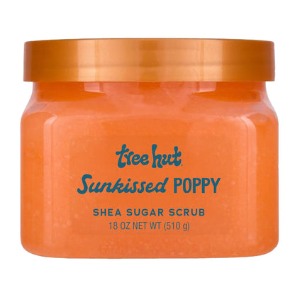 Tree Hut Sunkissed Poppy Shea Sugar Scrub, Exfoliating, Hydrating &amp;amp; Moisturizing Body Scrub with Shea Butter &amp;amp; Nourishing Essential Oils, Smooth &amp;amp; Soften Skin, 18 oz