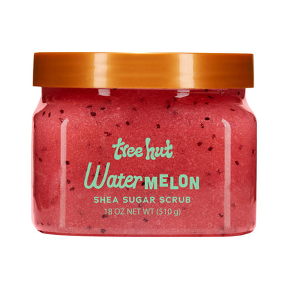 Tree Hut Watermelon Shea Sugar Scrub, Exfoliating, Hydrating &amp;amp; Moisturizing Body Scrub with Shea Butter &amp;amp; Nourishing Essential Oils, Smooth &amp;amp; Soften Skin, 18 oz
