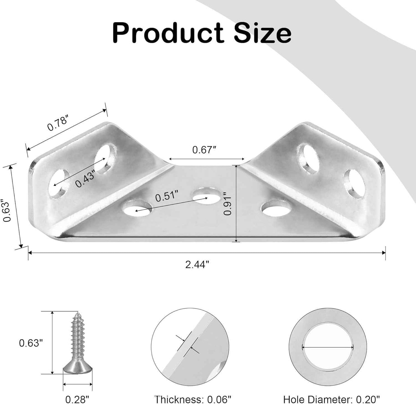 PlusRoc Stainless Steel Corner Brackets - Clean-Line Hardware for Intentional Living Spaces, 90-Degree Precision Reinforcement