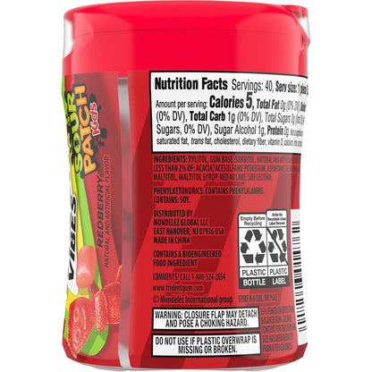 Trident Vibes SOUR PATCH KIDS Blue Raspberry Chewing Gum – Guilt-Free Sweet Treat for Gym Bag and Kitchen Counter, 160 Count