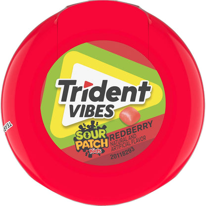 Trident Vibes SOUR PATCH KIDS Blue Raspberry Chewing Gum – Guilt-Free Sweet Treat for Gym Bag and Kitchen Counter, 160 Count