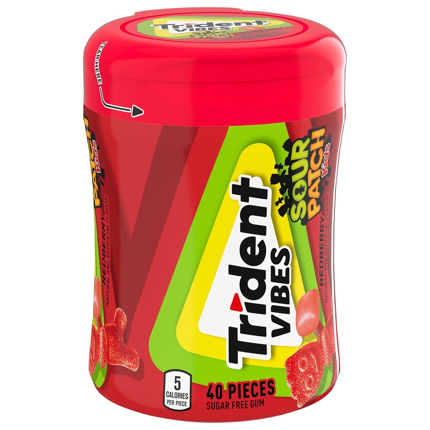 Trident Vibes SOUR PATCH KIDS Blue Raspberry Chewing Gum – Guilt-Free Sweet Treat for Gym Bag and Kitchen Counter, 160 Count