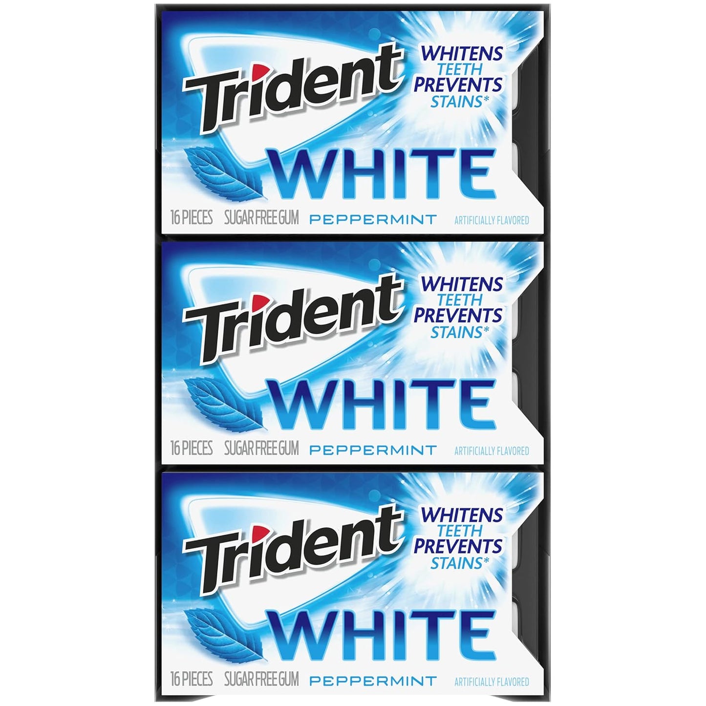 Trident White Sugar-Free Gum – Thoughtful Stocking Stuffer and Care Package Add-On for Gum Lovers, Three Flavor Pack