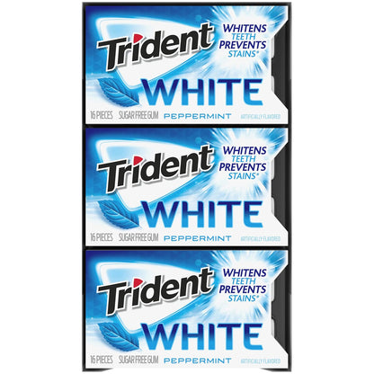 Trident White Sugar-Free Gum – Thoughtful Stocking Stuffer and Care Package Add-On for Gum Lovers, Three Flavor Pack