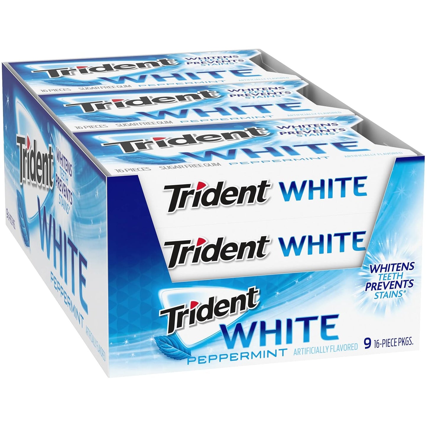Trident White Sugar-Free Gum – Thoughtful Stocking Stuffer and Care Package Add-On for Gum Lovers, Three Flavor Pack