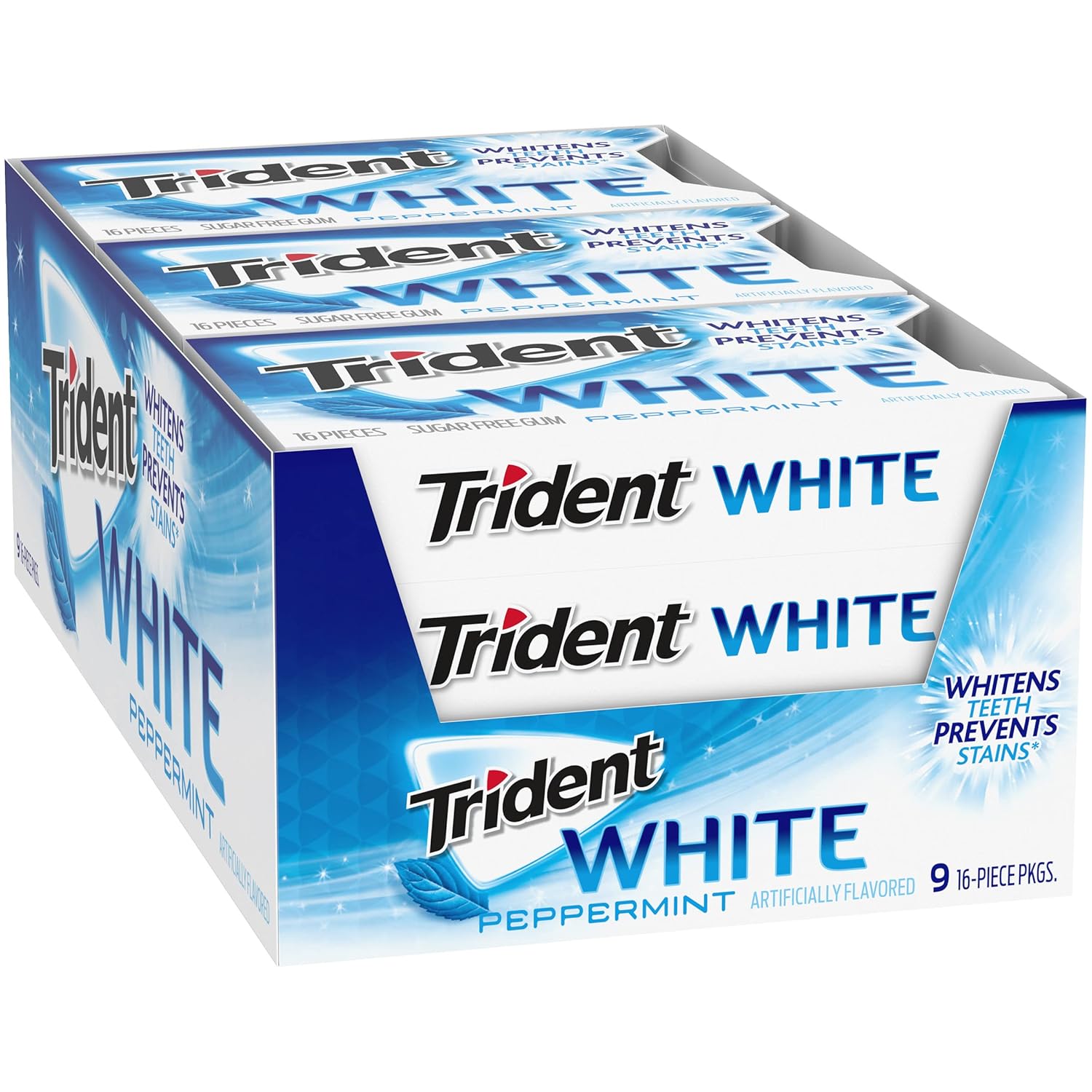 Trident White Sugar-Free Gum – Thoughtful Stocking Stuffer and Care Package Add-On for Gum Lovers, Three Flavor Pack