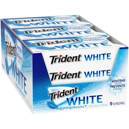 Trident White Sugar-Free Gum – Thoughtful Stocking Stuffer and Care Package Add-On for Gum Lovers, Three Flavor Pack